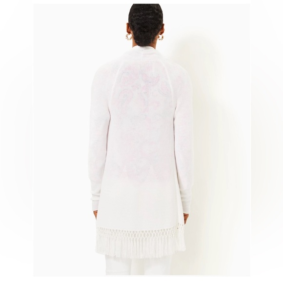 Lilly Pulitzer Tatum BLACK Fringe Hem Open Cardigan Sweater Women’s Size S - Picture 3 of 15